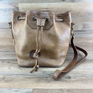 JW Hulme Brown Leather Lined Bag Handles Medium Size USA Made